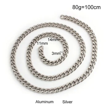 1-5-10 метров, ширина 11 мм, толщина 3 мм, серебряная цепочка для сумочки, фурнитура, наплечная цепочка для сумочки