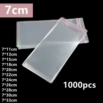 1000шт Ширина 7 см Прозрачный самоклеящийся упаковочный пакет Еда Печенье Конфеты Сумка на молнии Ложка Для хранения посуды Пластиковый карман