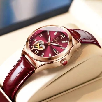 2022 Женские часы Люксового бренда С водонепроницаемым кожаным ремешком, спортивные кварцевые женские наручные часы с маленьким циферблатом Из розового золота, женские часы