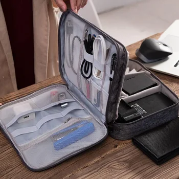 3 слоя Цифровой сумки для хранения, универсальный органайзер для путешествий, чехлы для аксессуаров для электроники, сумка для гаджетов для USB, телефона, кабеля зарядного устройства