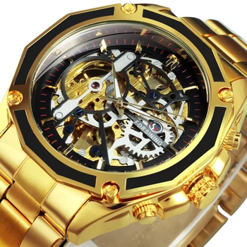 FORSINING Золотые часы мужские Роскошные механические часы Мужские наручные часы со скелетом Дропшиппинг 2021 Самые продаваемые товары часы мужские