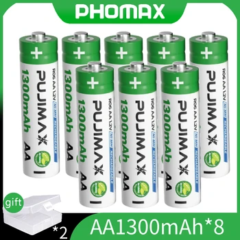PHOMAX 8 шт 1,2 В AA Ni-MH Аккумуляторная батарея большой емкости 1300 мАч для цифровых фотоаппаратов, игровых консолей, портативного видео
