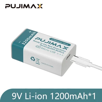 PUJIMAX 1шт Литий-ионная аккумуляторная батарея емкостью 9 В 1200 мАч, аккумуляторы Micro USB для мультиметра, игрушечный пульт дистанционного управления, массажер
