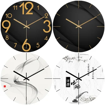 Абстрактные черно-белые Большие настенные часы с циферблатом из стекла и хрусталя, Геометрические часы для художественной росписи морских пейзажей, Бесшумные кварцевые часы Relojes