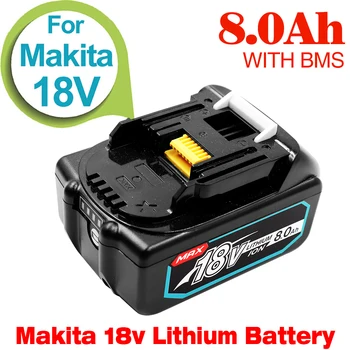 Аккумуляторная Батарея Электроинструмента 18V 6.0Ah для 100% Оригинального Makita LXT BL1860B BL1860 BL1850 BL 1830 Со Светодиодной Литий-ионной Заменой