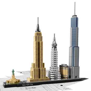 Архитектура Нью-Йорка, Строительные блоки Skyline, совместимые с 21028, Башня с видом на улицу, Строительные кирпичи, Сборные игрушки для детей