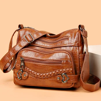 Высококачественные женские дизайнерские сумки с несколькими карманами, дорожные сумки через плечо, повседневная сумка-мессенджер из мягкой искусственной кожи