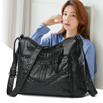 Высококачественные женские сумки через плечо из мягкой кожи, многослойная винтажная сумка через плечо, роскошная дизайнерская женская сумка и портмоне