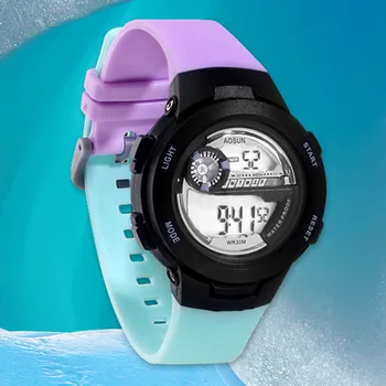 Детские цифровые светодиодные часы Модные женские спортивные часы с водонепроницаемостью 3ATM, наручные часы, студенческий будильник, подарок на выпускной для девочек