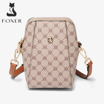 Женская сумка для мобильного телефона из ПВХ FOXER, винтажные сумки через плечо, новый дизайн, женский карман для телефона, женская мини-сумка-мессенджер