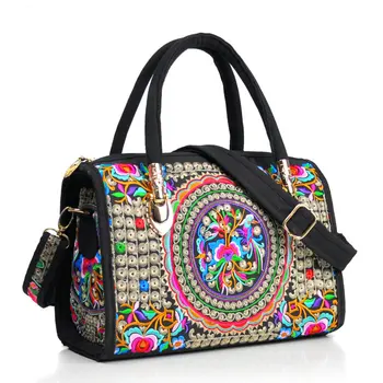 Женская сумка с народной вышивкой, переносная сумка-мессенджер, холщовая сумка через плечо, дорожная сумка из ткани с ручной вышивкой и цветами, сумочка
