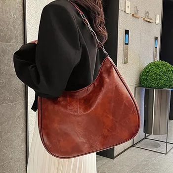 Женская сумка-хобо из искусственной кожи, кожаные женские сумки, женские сумки через плечо для отдыха, модные кошельки, винтажные сумки-тотализаторы большой емкости