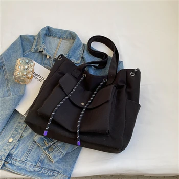 Женская холщовая сумка через плечо большой емкости 2023, простые сумки через плечо, роскошные сумки, женские сумки, дизайнерская модная дорожная сумка