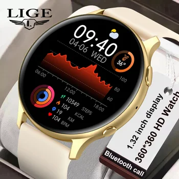 Женские смарт-часы с экраном LIGE HD, температурный монитор, Bluetooth-вызов, голосовой ассистент с искусственным интеллектом, Многофункциональные Спортивные Фитнес-часы для мужчин, женские умные часы
