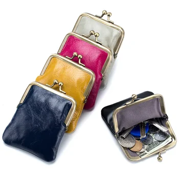 Женский кошелек для мелочи, кошелек Compact Clip Zero, женская сумка для хранения монет из воловьей кожи с верхним слоем масла и воска, сумка для хранения
