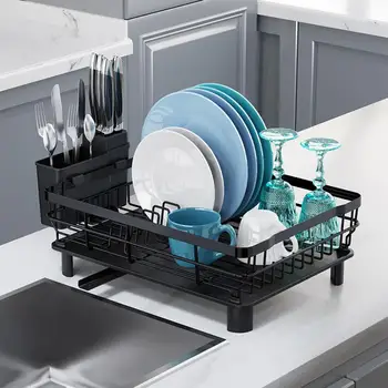 Конструкция дренажной корзины для слива Быстросохнущая Устойчивая основа Прочная Несущая Выдолбленная сушилка для посуды Кухонная утварь