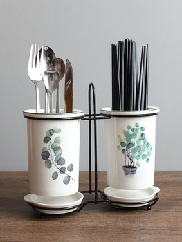 Корзина для палочек для еды Nordic, керамическая кухонная настенная стойка для хранения палочек для еды, бытовой сливной нож, вилка, ложка, ящик для хранения