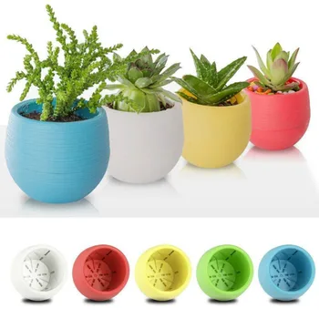 Креативный Экологичный Красочный Мини-круглый Пластиковый цветочный горшок для растений, декор для сада, домашнего офиса, кашпо, горшок для суккулентов, горшок для растений