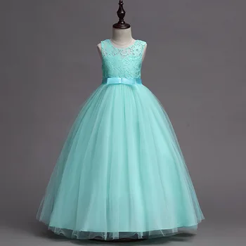 Кружевное свадебное платье для девочек, детская одежда, длинная пышная юбка, жилет без рукавов, пышная сетчатая принцесса 