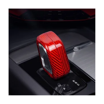 Крышка ручки переключения передач автомобиля для Volvo XC60 S90 C40 XC90 V90 2022, аксессуары из углеродного волокна, наклейка для внутренней отделки (красный)