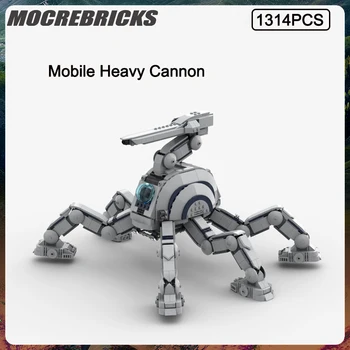 Мобильный тяжелый пушечный робот военной серии MOC, собирающий строительный блок, модель костюма, игрушки для коллекции 