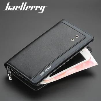 Мужской кошелек Baellerry, новые длинные кошельки на молнии, кошелек для мобильного телефона для мужчин, деловой клатч из искусственной кожи с несколькими картами, сумка на запястье