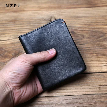 Мужской кошелек из кожи NZPJ, сумка для кредитных карт, мини-кошелек из воловьей кожи, кошелек для монет, женский кошелек