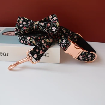 Нейлоновые персонализированные мягкие поводки для собачьего ошейника с галстуком-бабочкой, тяговая веревка с выгравированным удостоверением личности, ремни для ошейника для домашних животных, бульдог Фрэнсис Флауэрс 05