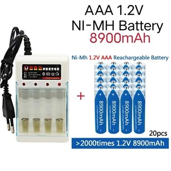 Новая аккумуляторная батарея AAA 1.2V 8900mAh NI-MH аккумулятор фонарик игрушечные часы MP3-плеер заменяет литиевую батарею + бесплатная доставка
