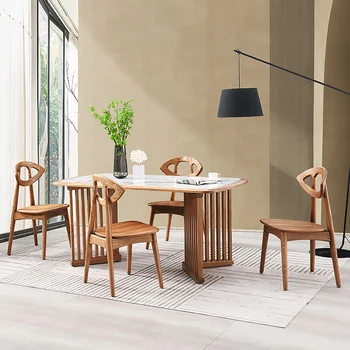 Обеденный стол Комбинированный обеденный стул в скандинавском стиле из массива дерева обеденный стол в ресторане с проживанием в семье квадратный стол-стул с проживанием в семье