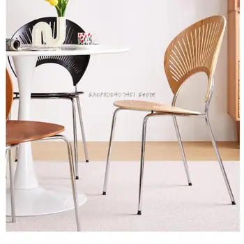 Обеденный стул Nordic Home из массива дерева в стиле ретро, простой современный шезлонг Harajuku, стул со спинкой для магазина чая с молоком