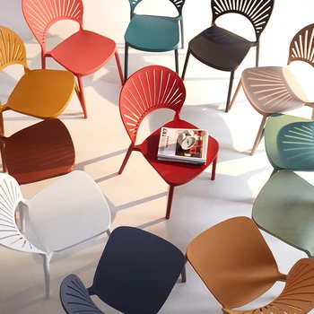 Популярные обеденные стулья, современные простые пластиковые стулья для обеденного стола, пустотелые стулья, креативные скандинавские раковины для отдыха. meuble