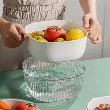 Прочный пластиковый сливной бачок Экономит место Двойная корзина для слива Пластиковая раковина для мытья овощей Модная раковина для мытья овощей