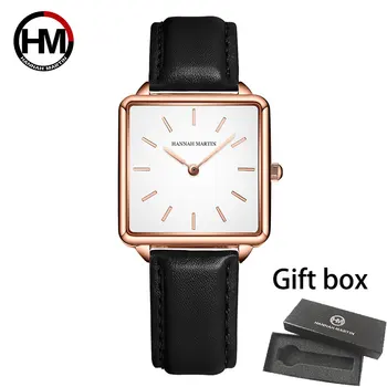 Ремешок из натуральной кожи, Японский кварцевый механизм HM-108, Женские наручные часы высшего люксового бренда, женские часы с квадратным циферблатом