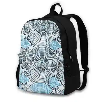 Рюкзак Whirlpool для студенческого школьного ноутбука, дорожная сумка Whirpool, винтажное ретро, морская вода, озеро, прохлада И Внутренняя природа