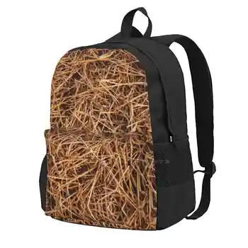 Рюкзак с сеном и пшеницей для школьника, школьная сумка для ноутбука, абстрактная природа поля, текстура травы с золотым узором крупным планом