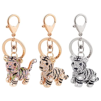 Симпатичный брелок с тигром, брелок для ключей, кристалл для автомобиля со стразами, подвеска для творчества, брелок для ключей, кошелек, сумка, цепочки-шармы