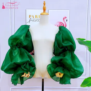 Сказочно-зеленые пышные рукава для свадебного платья, вечерней вечеринки, съемный рукав, модные аксессуары для невесты в тон