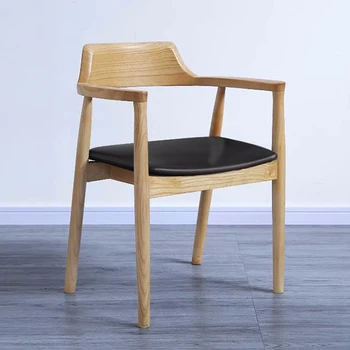Скандинавские Деревянные обеденные стулья, Эргономичное садовое кресло ручной работы из натуральной кожи, Элегантная кухонная мебель Sillas Para Comedor