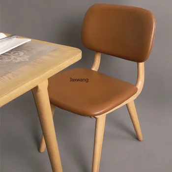 Скандинавские обеденные стулья Кухонная мебель Стул с мягкой обивкой из массива Дерева Деревянный Домашний обеденный стул Кожаный Офисный стул для сидения