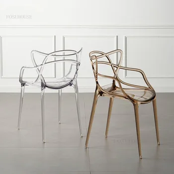 Скандинавские Прозрачные Акриловые обеденные стулья Мебель для столовой Пластиковый Хрустальный стул Минималистичный одиночный креативный обеденный стул
