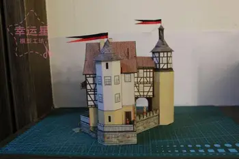Средневековая архитектура 1/87 Немецкий маленький замок 3D бумажная модель Руководство по изготовлению своими руками