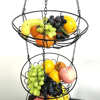 Трехъярусная Подвесная корзина для фруктов GXMA, Миска для хранения овощей из сверхпрочной проволоки, Потолочная вешалка для кухни