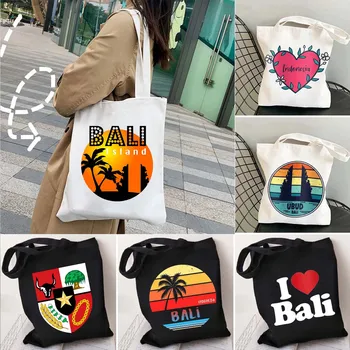 Убуд, Бали, Национальная эмблема, Флаг, карта Индонезии, Сердце, Летний пляж, Балийские женщины, холщовая сумка-тоут, сумка для покупок