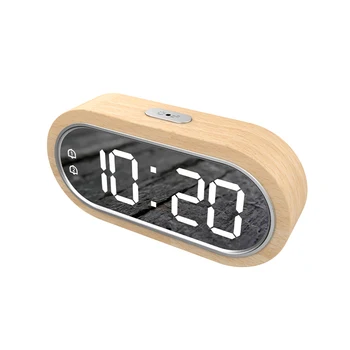 Цифровые часы из букового дерева с двойным повтором будильника, USB-будильник, Настольный термометр, Электронные СВЕТОДИОДНЫЕ Деревянные Настольные часы с 4-уровневой яркостью