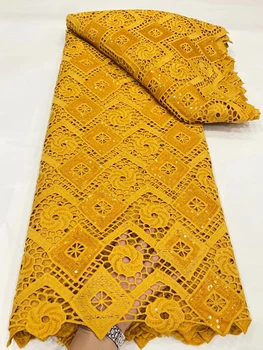 Шнур из желтого золота Кружевная вышивка Кружевные ткани Высококачественные африканские гипюровые кружевные ткани для новобрачных